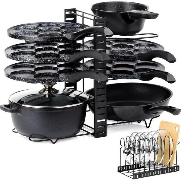 Organizzatore Di Scaffali Da Cucina Per Pentole, Padelle, Coperchi E Piatti-image