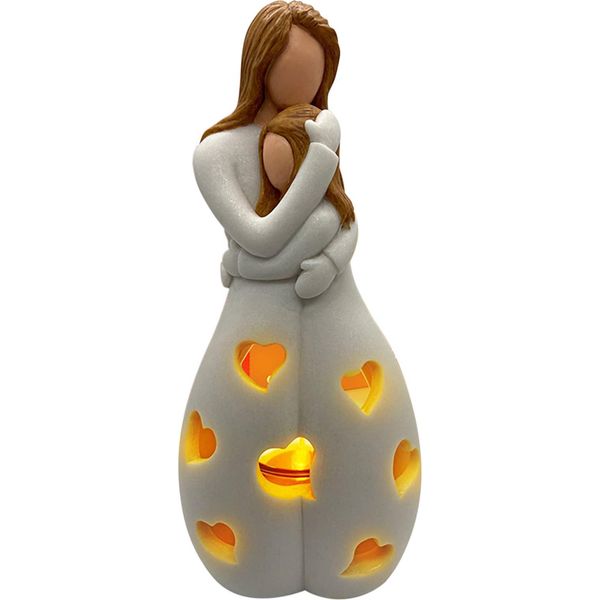 Regalo Per La Festa Della Mamma – Portacandele Con Abbraccio Madre-Figlia Con Fessura Per Candela, Decorazione Affettuosa-image