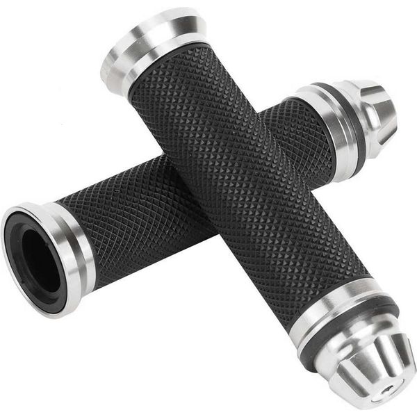 Moto Cnc In Alluminio Gomma Manubrio Impugnatura Per 7/8 "Grip Bike Bike Bike Argento"-image