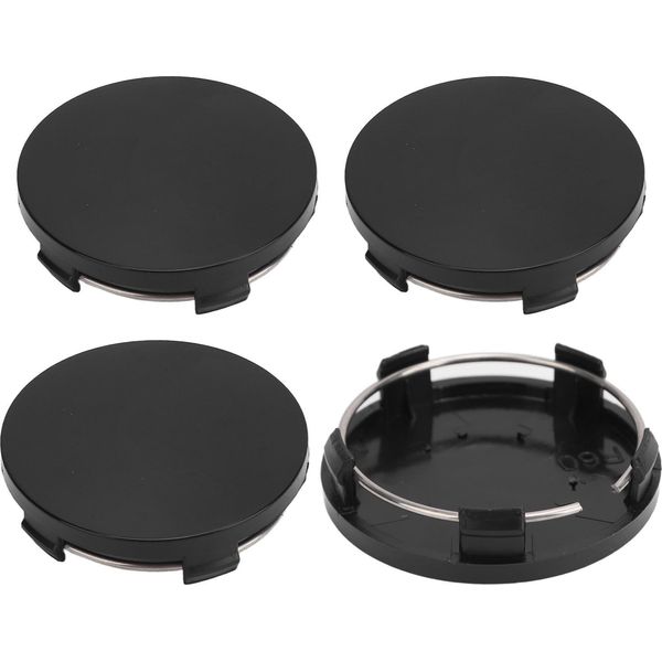 4Pcs 60 Mm Auto Ruota Centro Hub Cap Con Anello Di Ferro Elegante Pneumatico Cerchio Copertura Universale Per Il Veicolo Nero-image