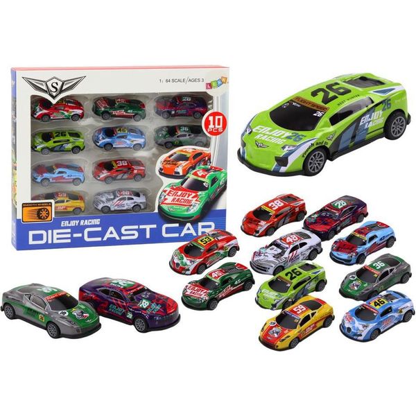 Set Di Macchinine, Molle, Auto Da Corsa Sportive 1:64, 10 Pezzi.-image