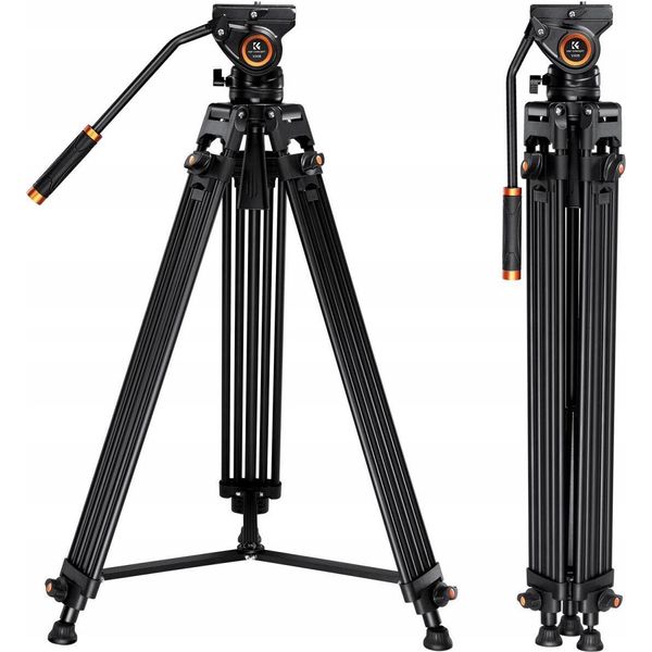 Treppiede Professionale Per Riprese Video + Testa Ad Olio / K&F KF09.121-image