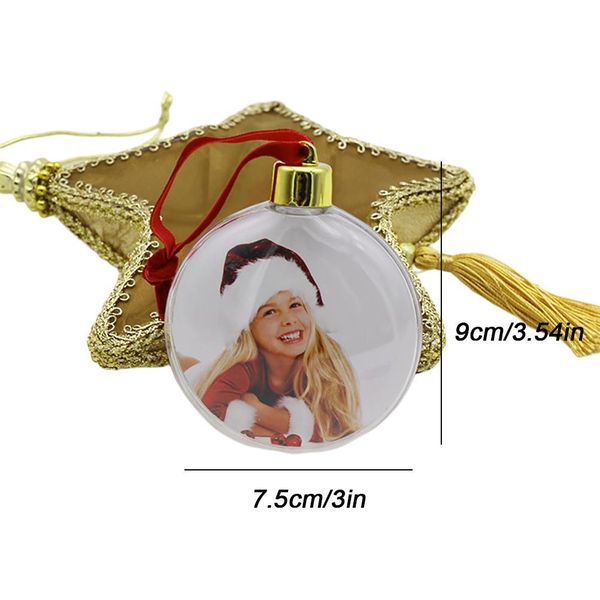 Natale Trasparente Plastica Foto Cinque Stelle Rotonda Palla Decorazioni Di Natale Xmas Albero Appeso Ornamento-image