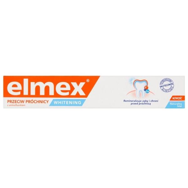Elmex | Dentifricio - Dentifricio Sbiancante Anti-Carie - 75 Ml - Formula Delicata - Fluoruro - Gusto Menta Rinfrescante-image