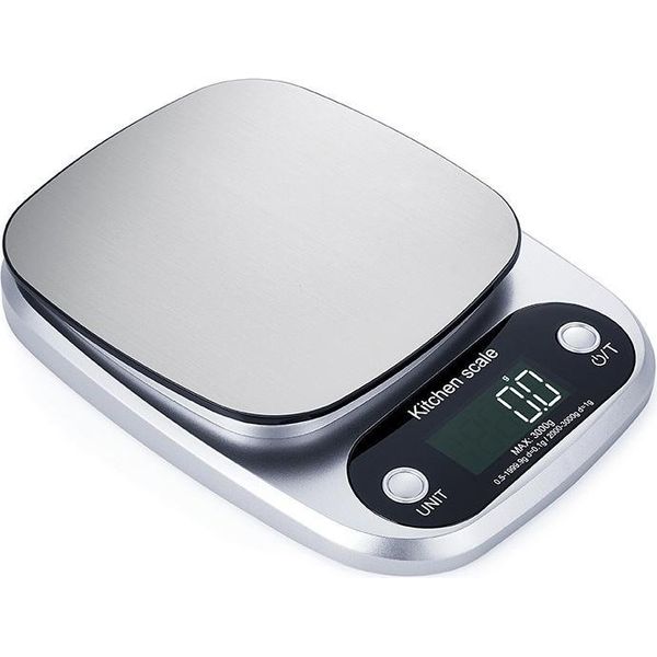 Inf Bilancia Da Cucina Digitale 10KG/1G, Abs+Acciaio Inox, Argento, Per Uso Domestico-image