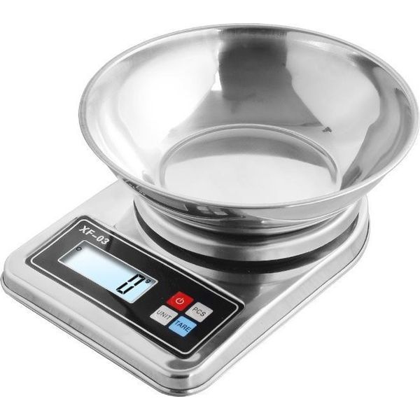 Inf Bilancia Da Cucina Elettronica In Acciaio Inox, 3 Kg, Per Uso Domestico-image