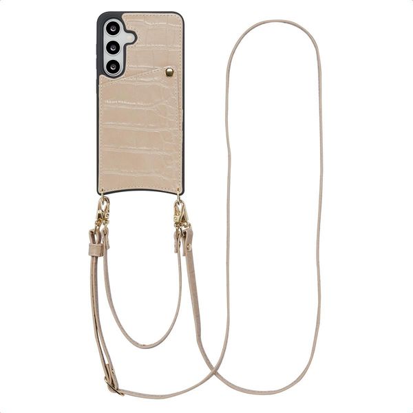 Custodia Per Samsung Galaxy S24/Samsung Galaxy S25 - Ecopelle - Selencia Hard Case/Sleeve Con Cinturino/Copertura Posteriore - Beige-image
