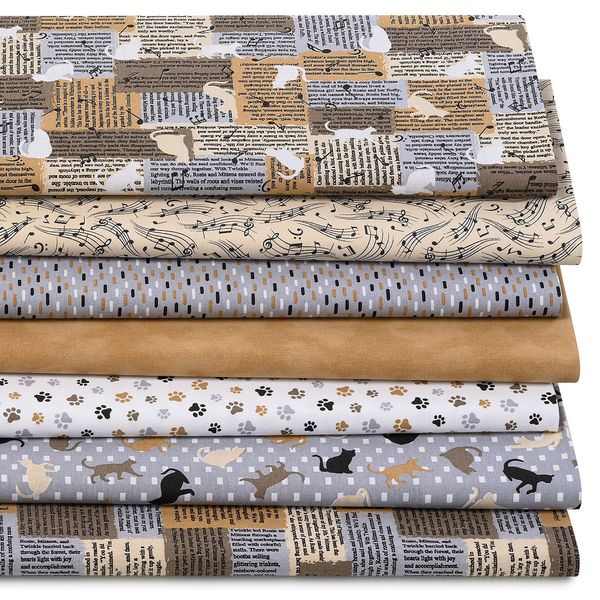 Patchwork- Und Quiltpaket "Zeitung & Katzen", Braun-Color-image