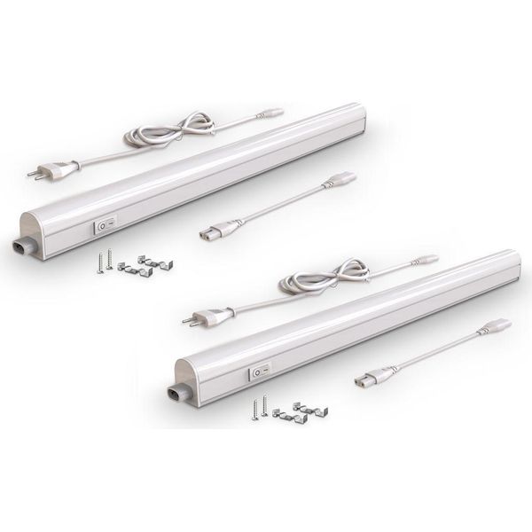 B.K.Licht Set Di 2 Lampade Sottopensili Cucina Led, Luce Bianca Naturale 4000K, Led Integrati Da 8W, Lunghezza 57.3 Cm, Interruttore On Off, Plastica, Lampada Collegabile Con Lampade Uguali, 230V IP20-image