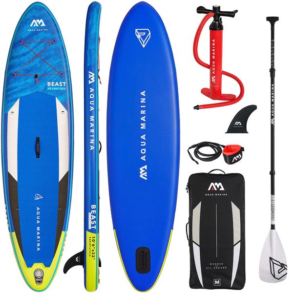 Aqua Marina Beast Sup Board Stand Up Paddle Aufblasbar Surfboard Solid Fiberglass Paddel-image