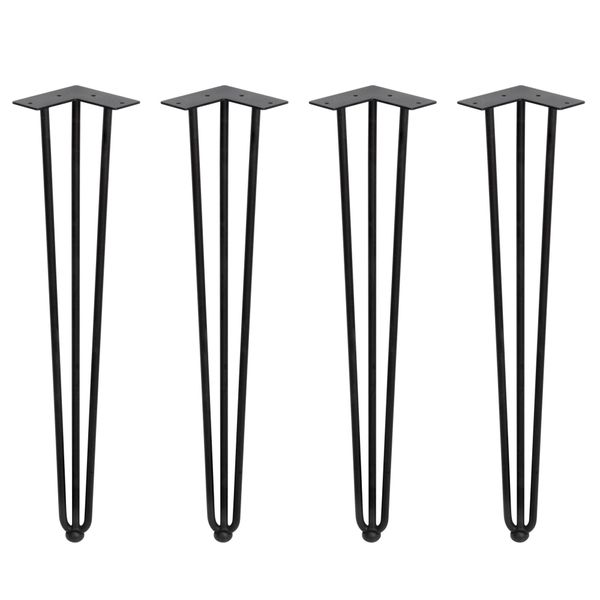 4 Gambe Da Tavolo Hairpin, Gambe Di Supporto 71Cm, Gamba Da Tavolo Nera, Gambe Per Mobili-image