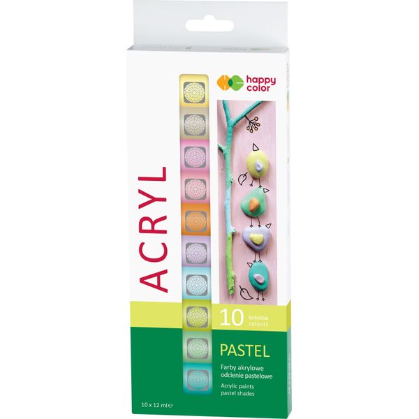 Pastello Colori Acrilici 10 Colori X 12 Ml Happy Color-image