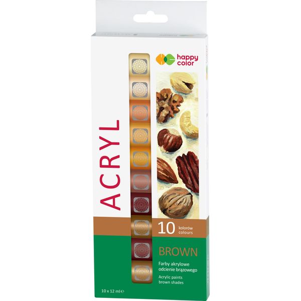 Colori Acrilici Tonalità Di Marrone 10 Colori X 12 Ml Happy Color-image