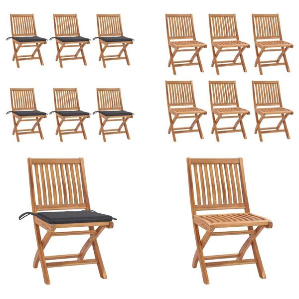 Vidaxl Sedie Da Giardino Pieghevoli Con Cuscino 6 Pz. Legno Massiccio Teak - Sedia Da Giardino - Sedie Da Giardino - Sedia Di Legno - Sedie Di Legno-image