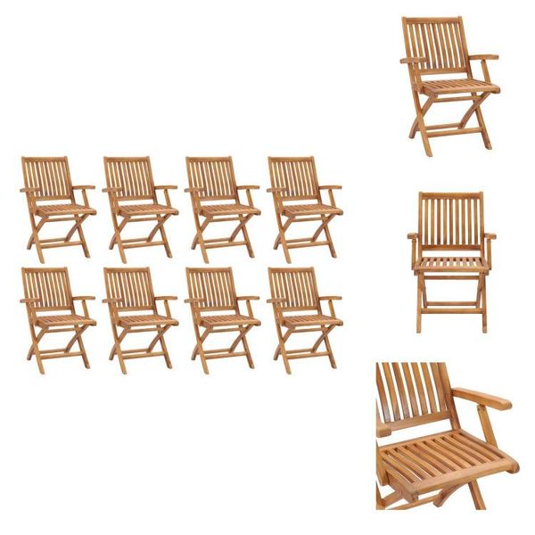 Vidaxl Sedie Da Giardino Pieghevoli 8 Pz. Legno Massiccio Teak - Sedie Da Giardino-image