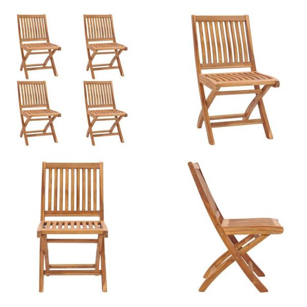 Vidaxl Sedie Da Giardino Pieghevoli 4 Pz. Legno Massiccio Teak - Sedia Da Giardino - Sedie Da Giardino - Sedia Di Legno - Sedie Di Legno-image