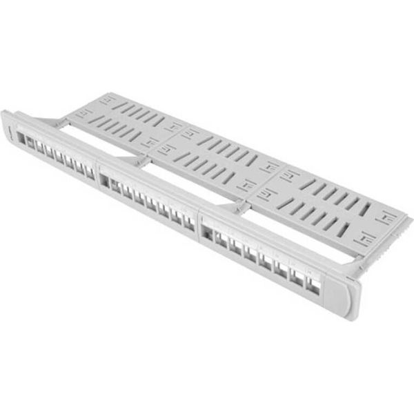 Pannello Patch Lanberg PPKS-1124-S 24 Porte 1U 19" Con Organizer Per Moduli Keystone Grigio"-image