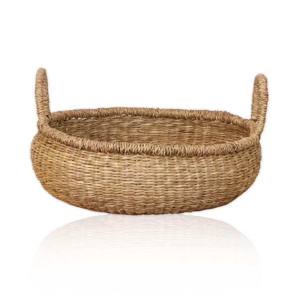 Cesto Portaoggetti Lycce Naturale, Cesto Intrecciato In Seagrass | Cesto Decorativo In Vimini Con Manico Versatile In Casa Come Cesto Per Il Bucato, Cesto Per Il Picnic, Cesto Regalo Vuoto, Dimensioni:Dimensione 2-image