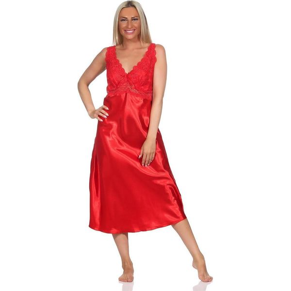 Donna Negligee Raso Camicia Da Notte Sexy Lingerie Con Pizzo; Rosso / L-image