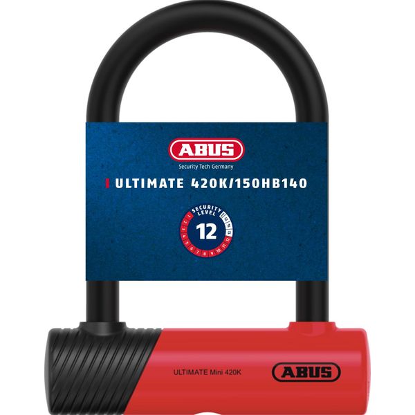 Abus U-Lock Ultimate 420K Con Porta Lucchetto Ush - Lucchetto Per Bicicletta Maneggevole E Robusto Con Pratico Supporto Per Il Trasporto - Accessori Per Biciclette - Variante 150HB140 - Grillo Alto 140 Mm-image