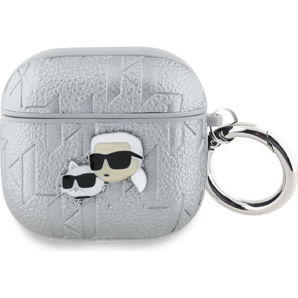 Custodia Karl Lagerfeld Monogram Karl & Choupette Head Do Airpods 4 Srebrny-image