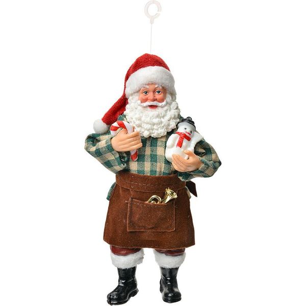 Targhetta Natalizia Clayre & Eef Babbo Natale 17 Cm Tessuto Rosso-image
