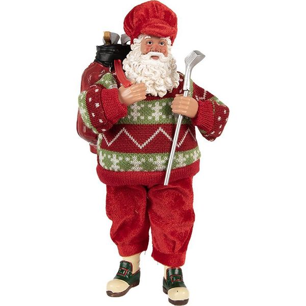 Clayre & Eef Decorazione Natalizia Figura Babbo Natale 13X10X28 Cm Rosso Tessuto-image