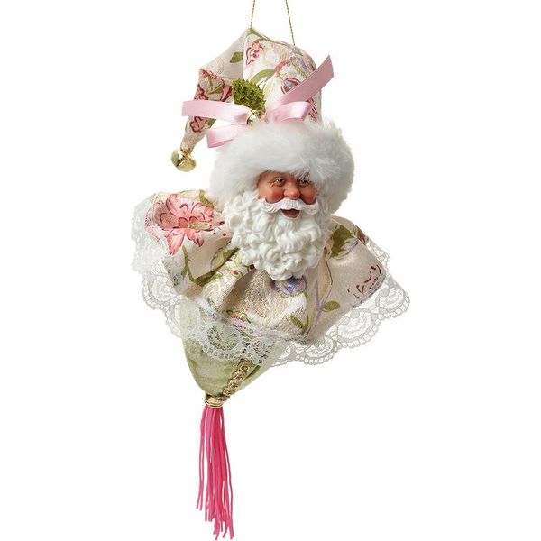 Targhetta Natalizia Clayre & Eef Babbo Natale 35 Cm Tessuto Bianco-image