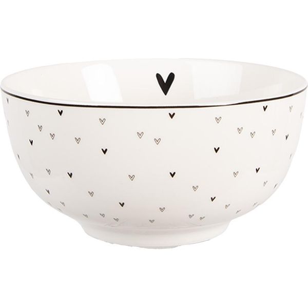 Zuppiera Clayre & Eef 500 Ml Cuori In Porcellana Bianca-image