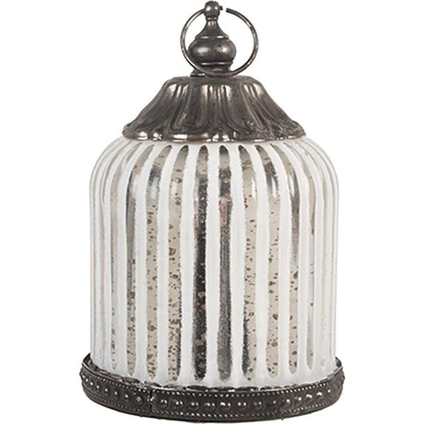 Lanterna Led Clayre & Eef Ø 8X12 Cm Vetro Bianco-image
