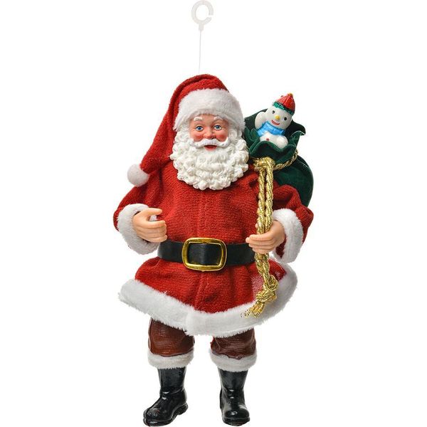 Targhetta Natalizia Clayre & Eef Babbo Natale 17 Cm Tessuto Rosso-image