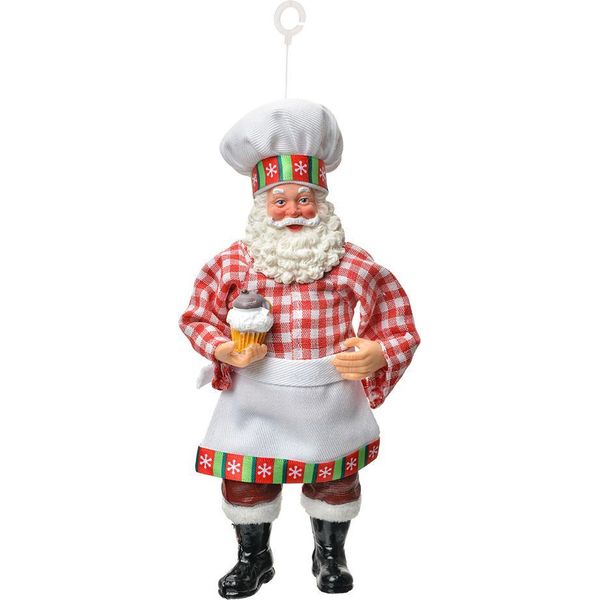 Targhetta Natalizia Clayre & Eef Babbo Natale 17 Cm In Tessuto Bianco-image