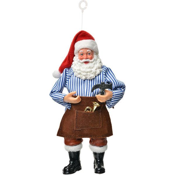 Targhetta Natalizia Clayre & Eef Babbo Natale 17 Cm Tessuto Rosso-image