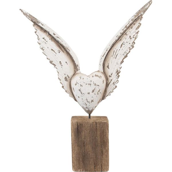 Clayre & Eef Figura Decorativa Ali 26X5X33 Cm Legno Bianco Marrone-image