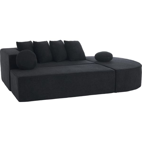 Aiorber Divano Moderno Modulare Cloud, Divano Letto A 5 Posti, Ciniglia, Confortevole, Senza Montaggio, Flessibile E Versatile, Cuscini Inclusi, Nero-image