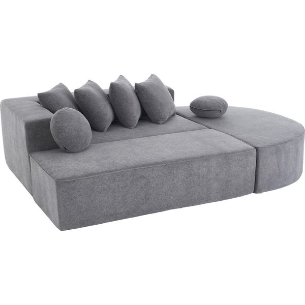 Aiorber Divano Moderno Modulare Cloud, Divano Letto A 5 Posti, Ciniglia, Confortevole, Senza Montaggio, Flessibile E Versatile, Cuscini Inclusi, Grigio-image