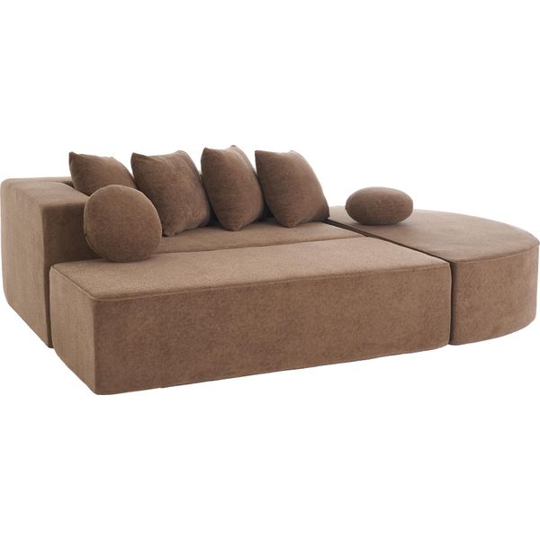 Aiorber Divano Moderno Modulare Cloud, Divano Letto A 5 Posti, Ciniglia, Confortevole, Senza Montaggio, Flessibile E Versatile, Cuscini Inclusi, Marrone-image