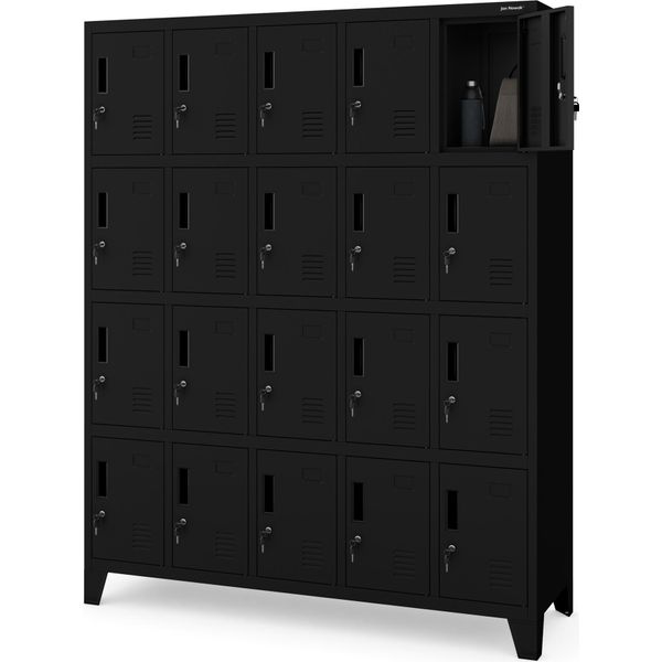 Armadietto 5B4A Armadietto Con 20 Scomparti Metallo Verniciato A Polvere 172 Cm X 136 Cm X 45 Cm Nero-image