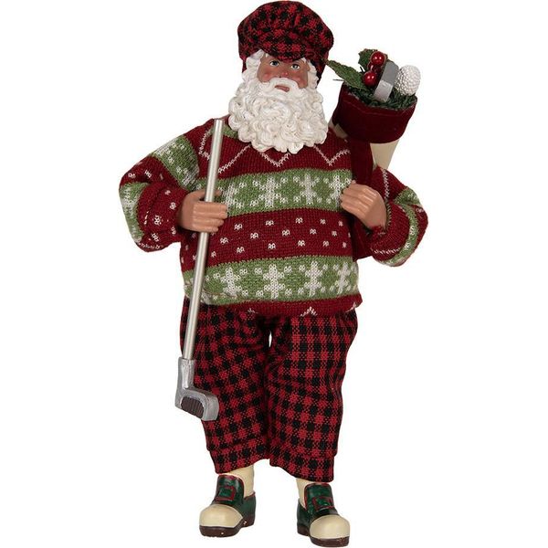 Decorazione Natalizia Clayre & Eef Figura Babbo Natale 16X11X28 Cm Tessuto Rosso-image