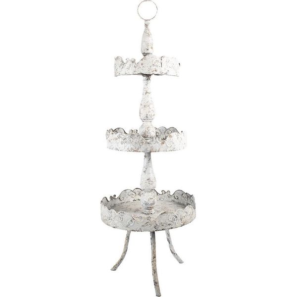 Etagere A 3 Strati Clayre & Eef Ø 36X104 Cm Beige Marrone Metallo-image
