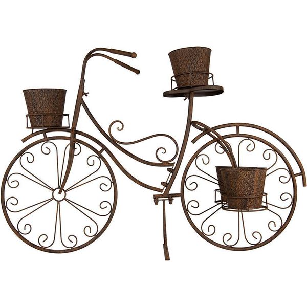 Portapiante Clayre & Eef Bicicletta 107X35X70 Cm Marrone Metallo-image