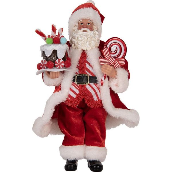 Clayre & Eef Decorazione Natalizia Figura Babbo Natale 16X8X28 Cm Rosso Tessuto-image