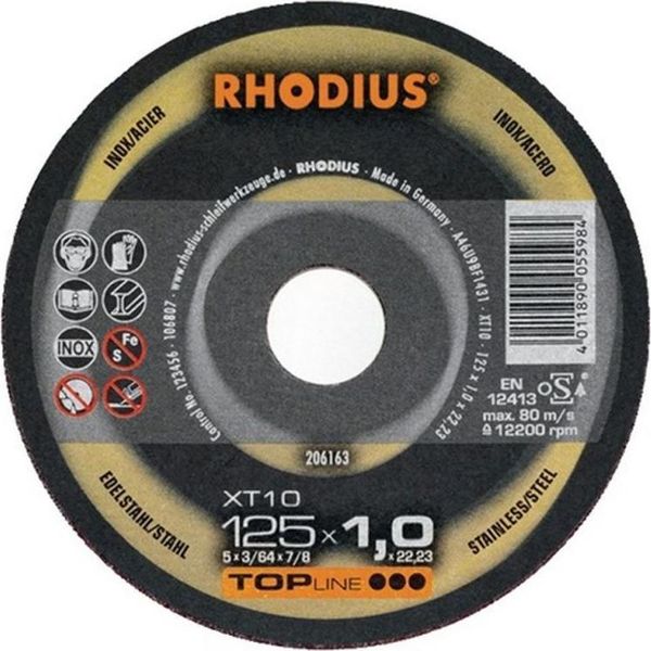 Disco Da Taglio XT10 D125X1Mm Ger.Inox Bohr.22,23Mm Rhodius-image