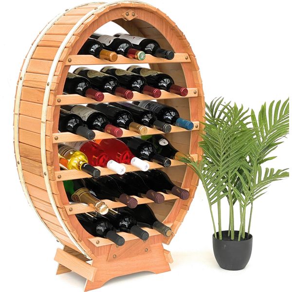 Dandibo Portabottiglie In Legno Per Vino In Piedi 24 Bottiglie Naturale Portabottiglie Portabottiglie Barile-image