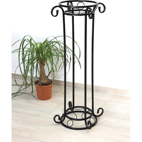 Dandibo Colonna Di Fiori In Metallo Nero 97 Cm Portafiori KW042 Sgabello Per Fiori Portafiori Colonna Per Piante-image