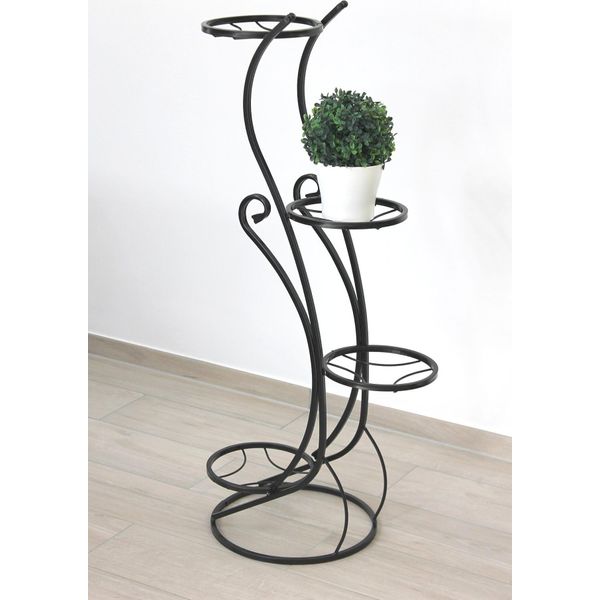 Dandibo Scala Per Fiori In Metallo Nero 96 Cm Portafiori Con 4 Ripiani KW410 Colonna Per Piante A Colonna Per Fiori-image