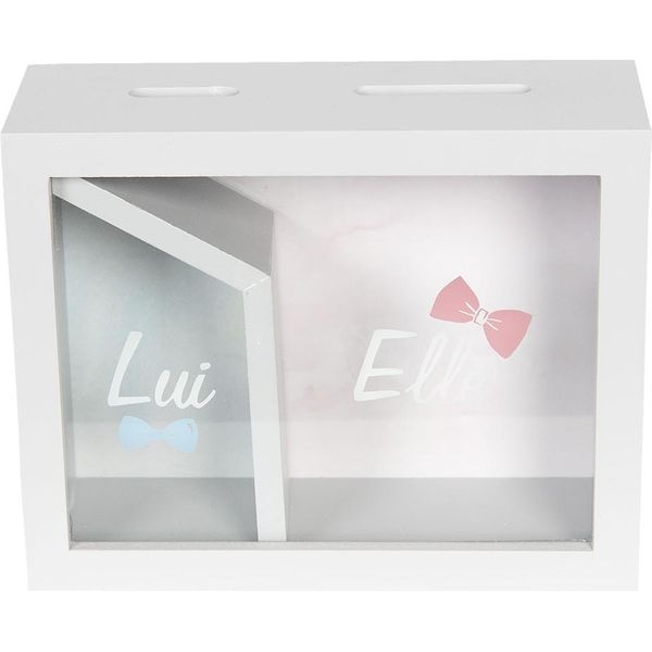 Salvadanai Clayre & Eef 20X7X16 Cm Legno Bianco-image