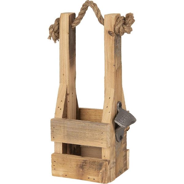 Portabottiglie Clayre & Eef 9X10X29 Cm Legno Marrone-image