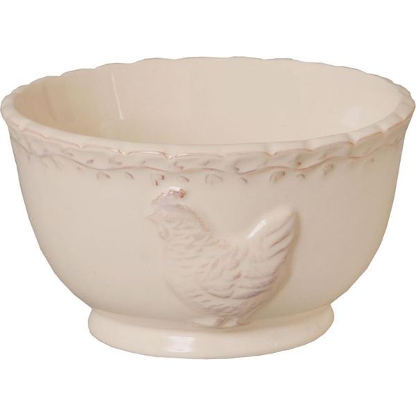 Zuppiera Clayre & Eef Ø 13 Cm In Ceramica Beige Chicken-image