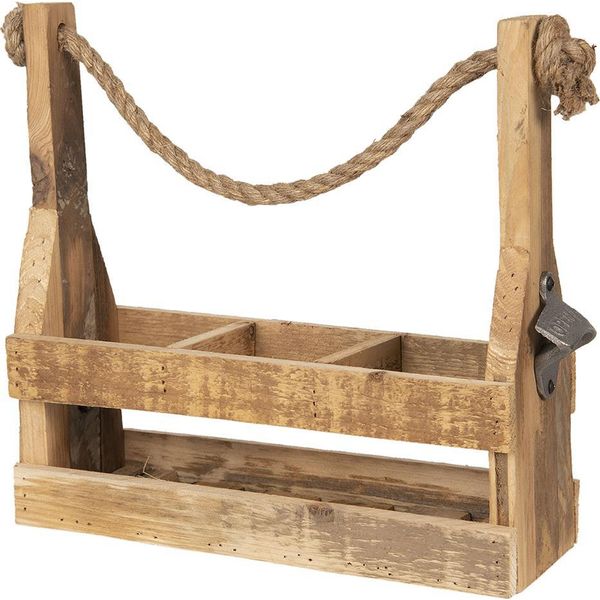 Portabottiglie Clayre & Eef 32X11X32 Cm Legno Marrone-image
